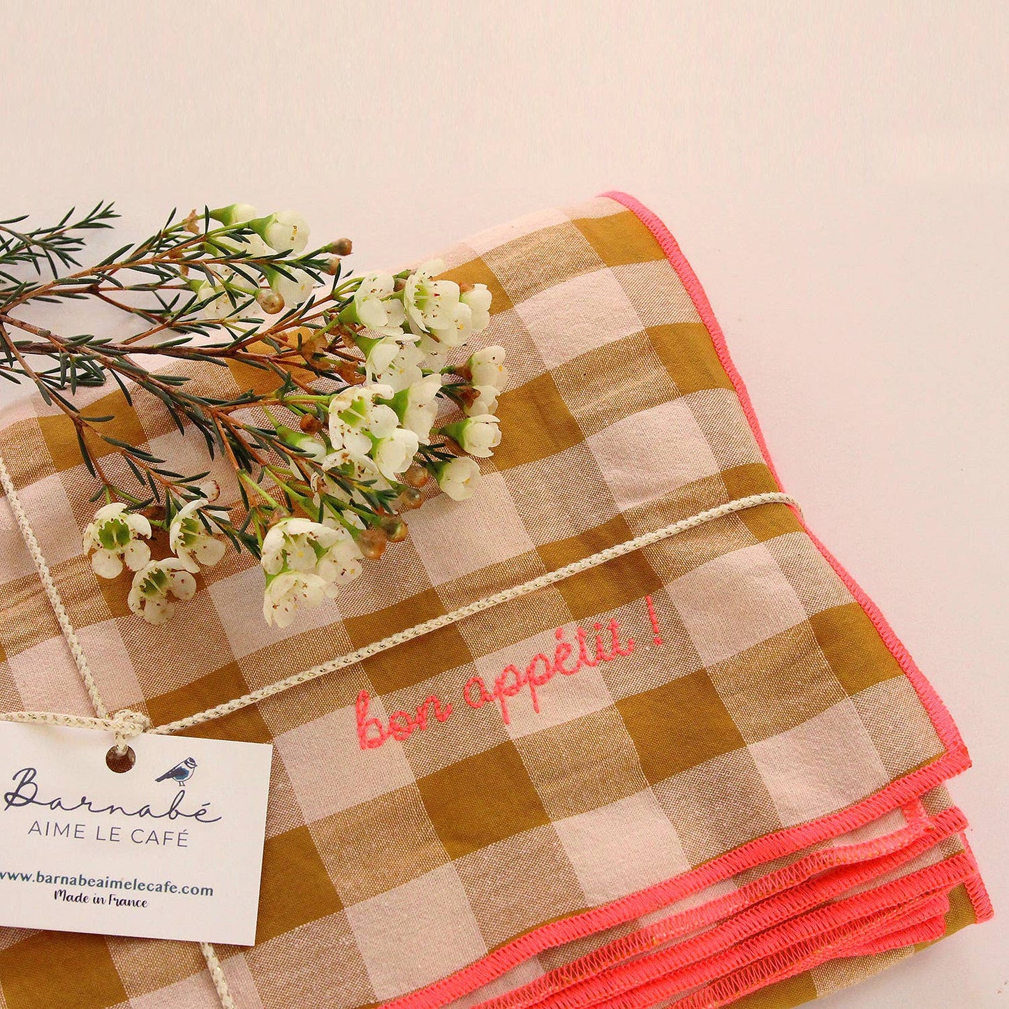 Nappe Vichy à carreaux BARNABÉ AIME LE CAFÉ