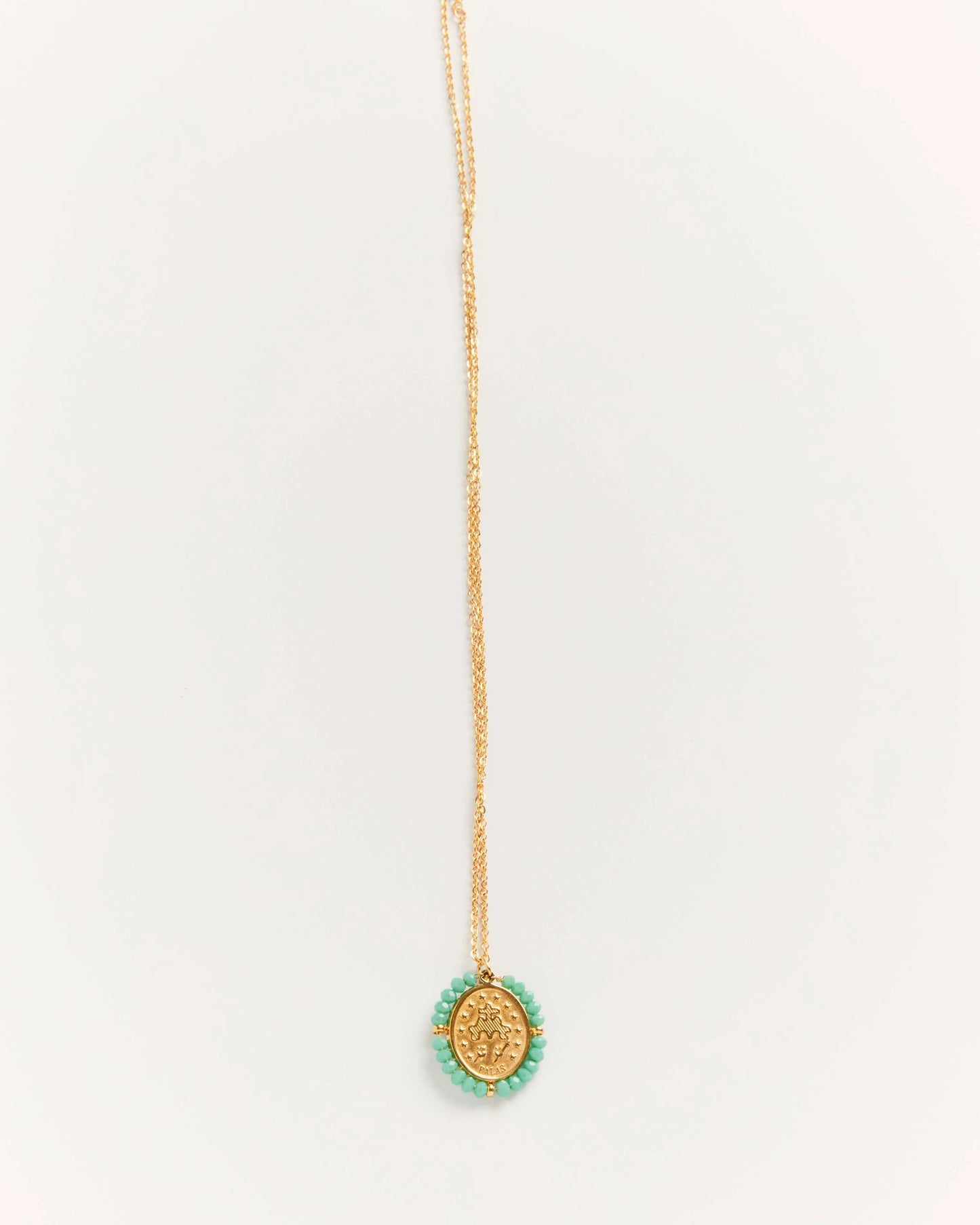 Collier Santa Maria Aqua bleu - collier médaille dorée avec pierres turquoises Palas