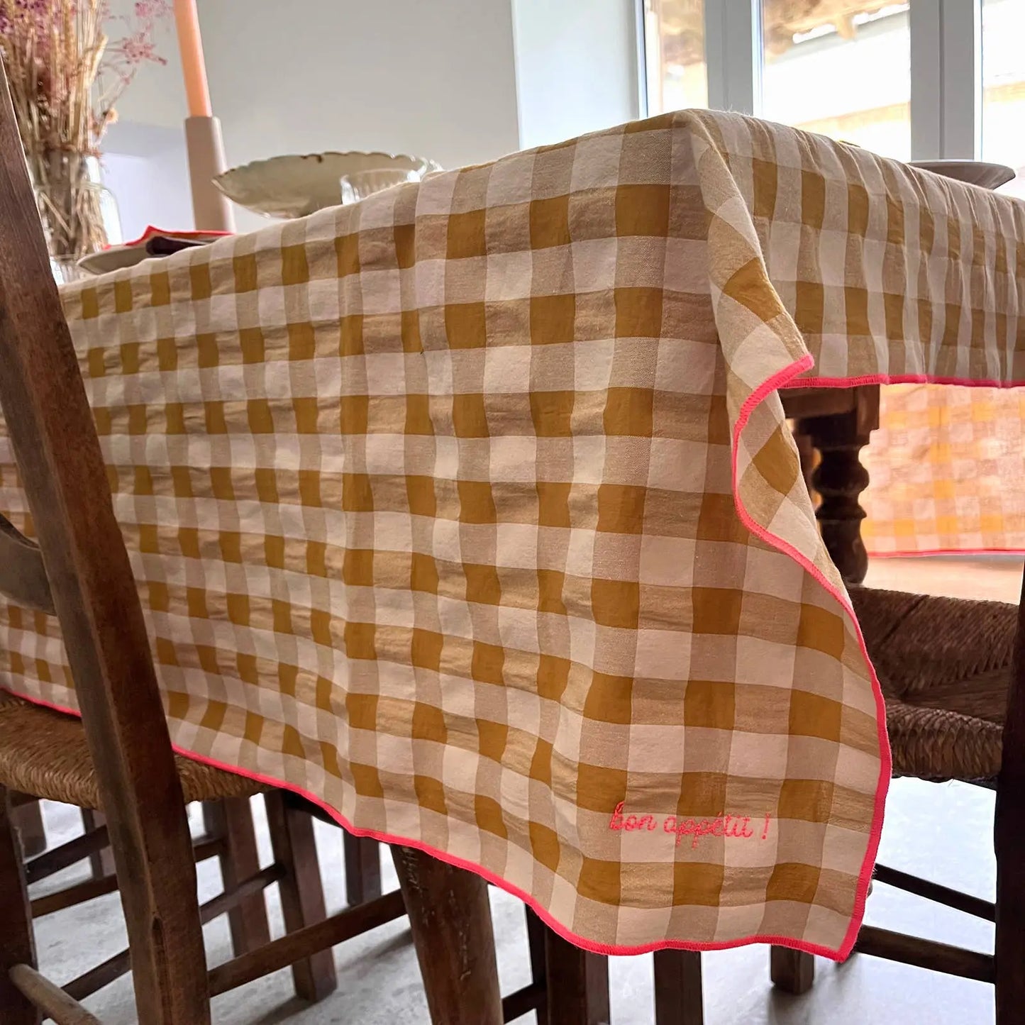 Nappe Vichy à carreaux BARNABÉ AIME LE CAFÉ