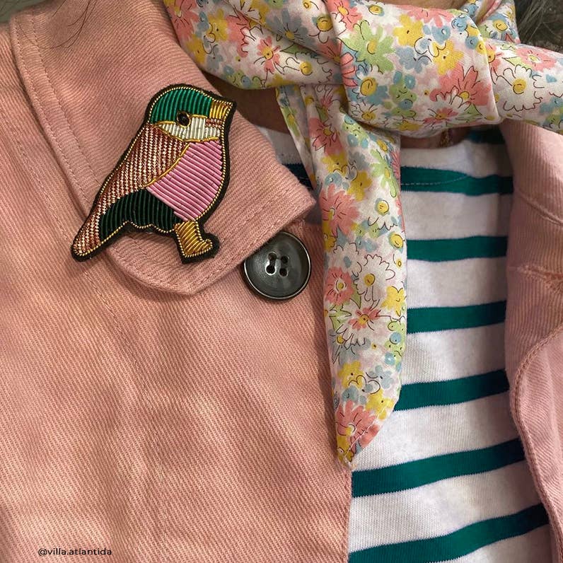 Broche bijou oiseau BARNABÉ AIME LE CAFÉ