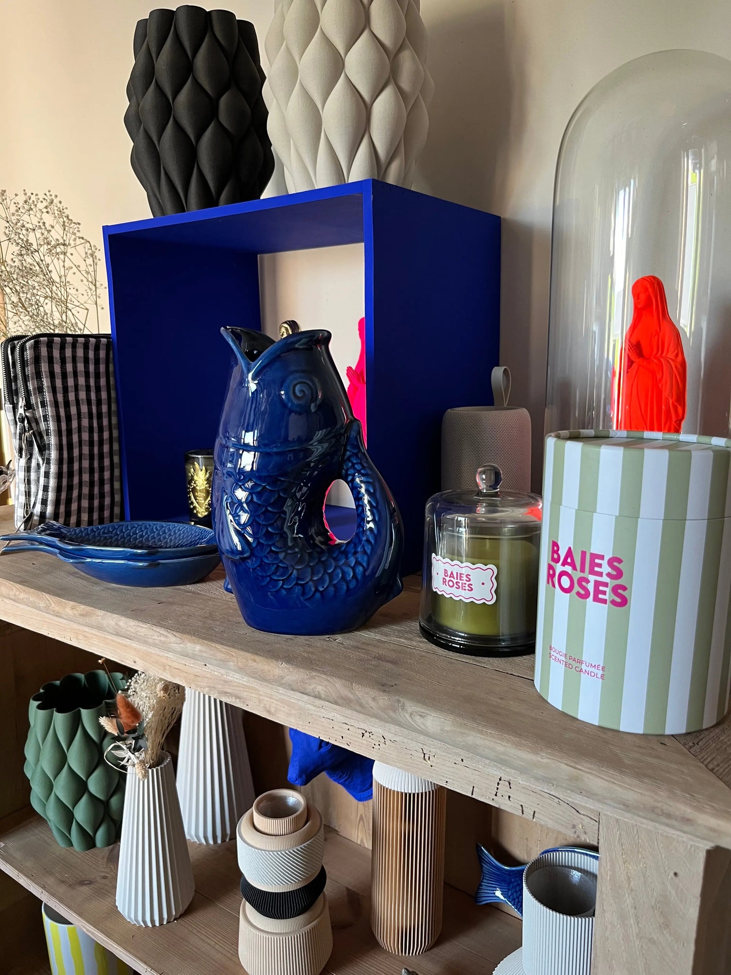 Vase pichet poisson bleu Opjet Paris