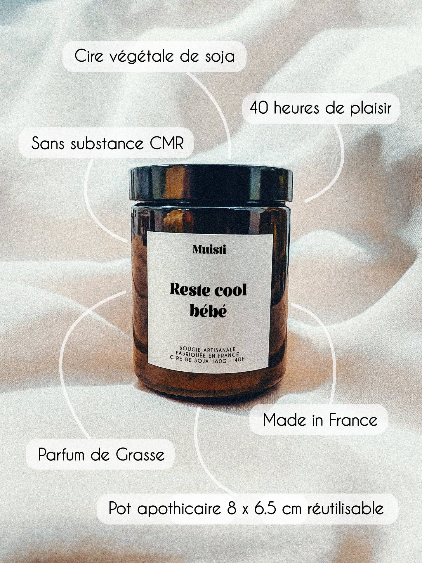 Bougie Parfumée - Reste cool bébé - Cire de soja Muisti