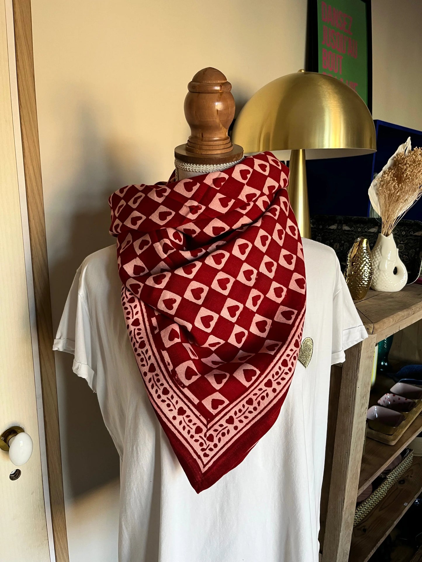 Foulard Adulte Coeur Rubis 100 cm