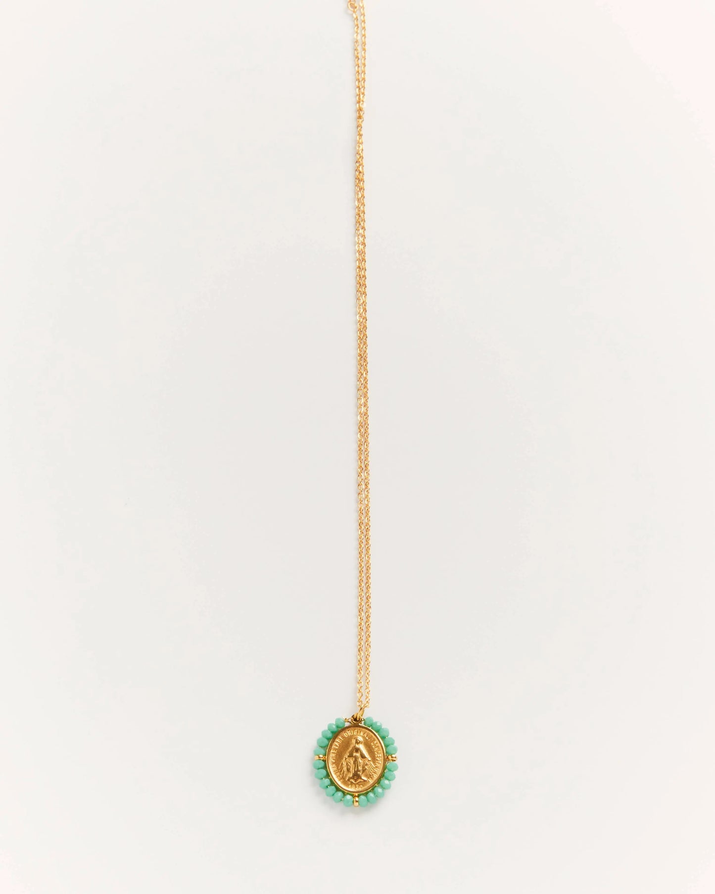 Collier Santa Maria Aqua bleu - collier médaille dorée avec pierres turquoises Palas