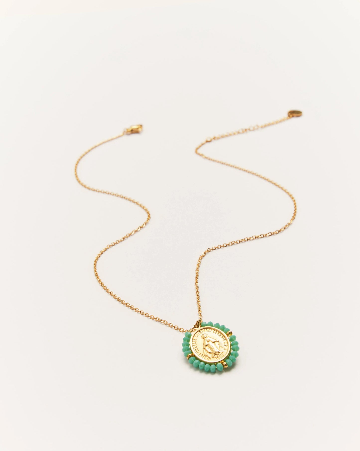 Collier Santa Maria Aqua bleu - collier médaille dorée avec pierres turquoises Palas