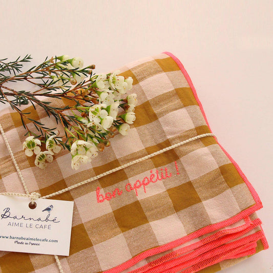 Nappe Vichy à carreaux BARNABÉ AIME LE CAFÉ