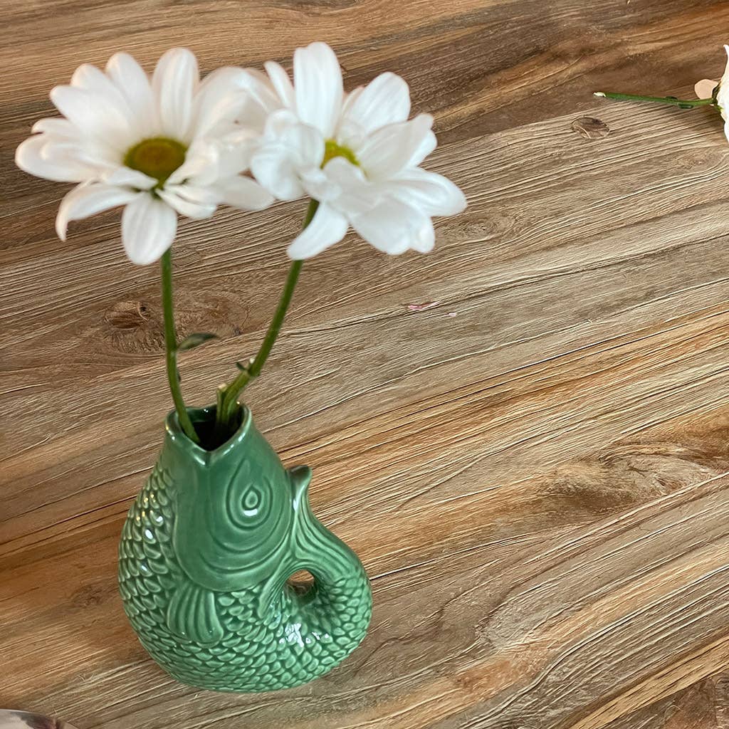 Vase ceramic Poisson pm vert L8,2 P5 H12cm Opjet Paris