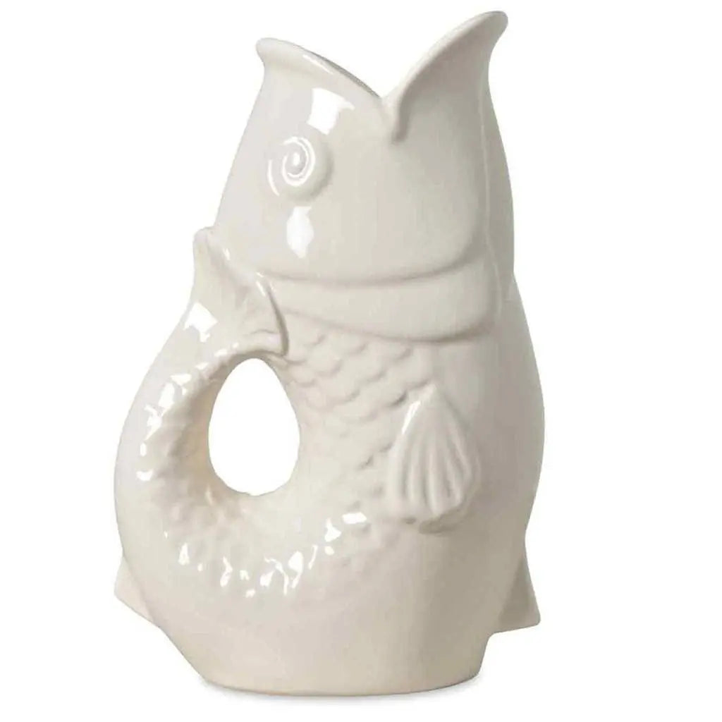 Vase ceramic Poisson gm blanc cassé L16,5 P11 H25,3cm Opjet Paris