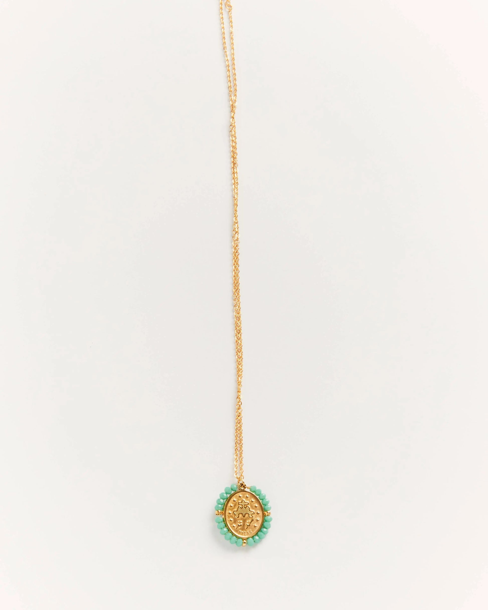 Collier Santa Maria Aqua bleu - collier médaille dorée avec pierres turquoises Palas