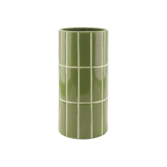 Vase carrelage kaki D10,5 H23cm Opjet Paris