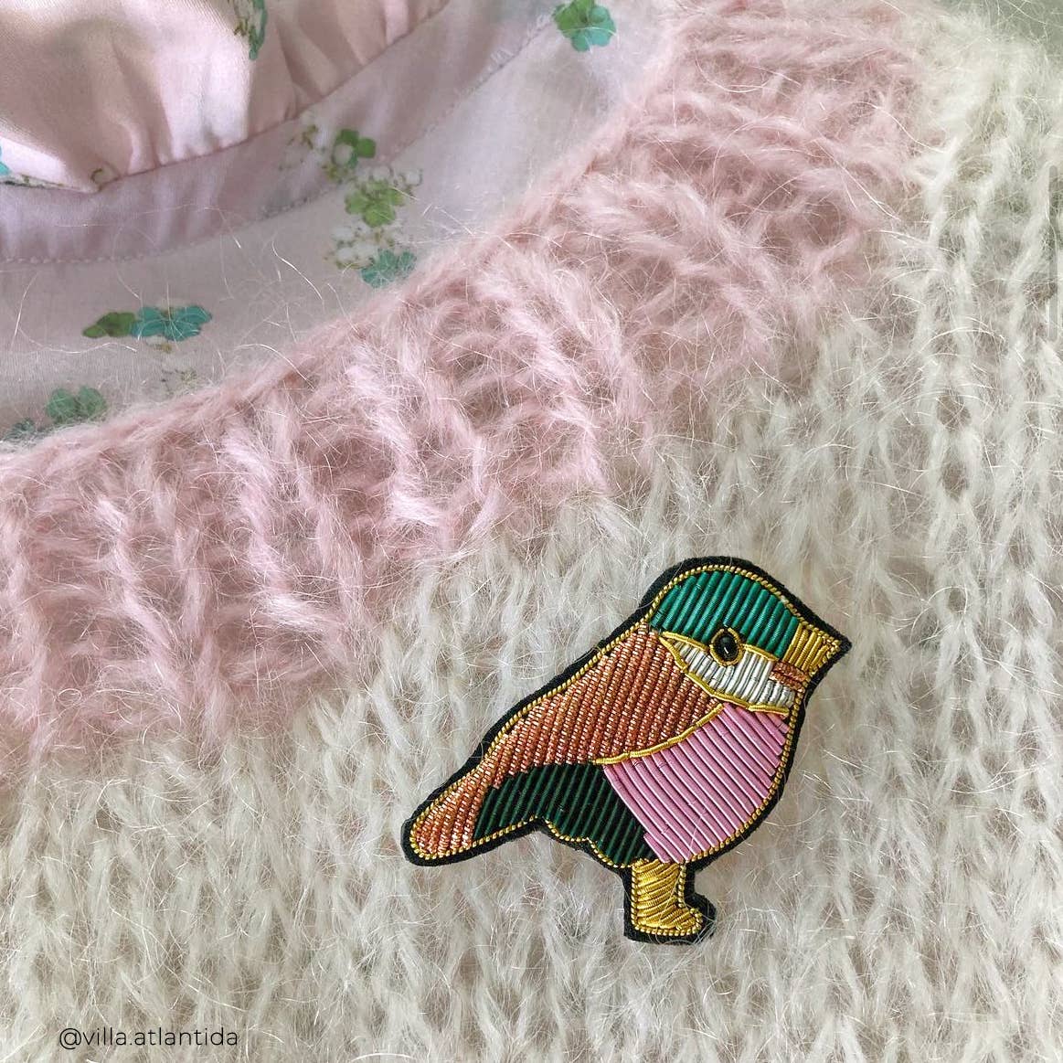 Broche bijou oiseau BARNABÉ AIME LE CAFÉ