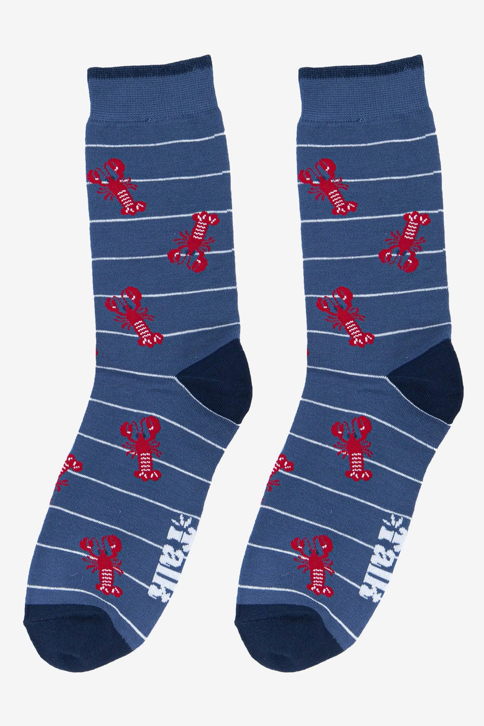 Chaussettes en bambou Lobster pour hommes à rayures en bleu denim Sock Talk