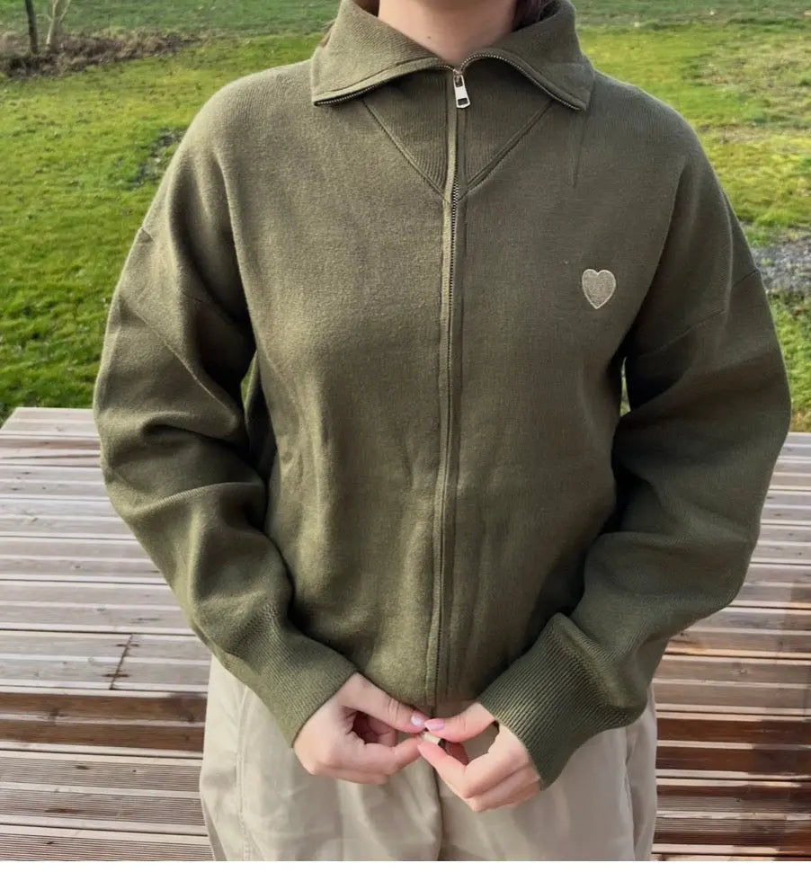 Gilet zip kaki cœur doré TU Atelier MSV