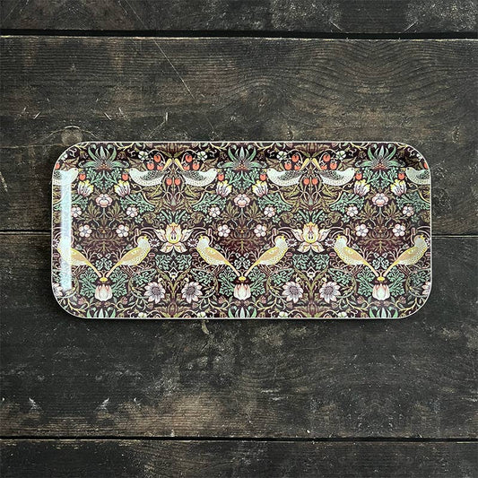 Plateau de service Morris Strawberry Thief bordeaux 32x15 cm
