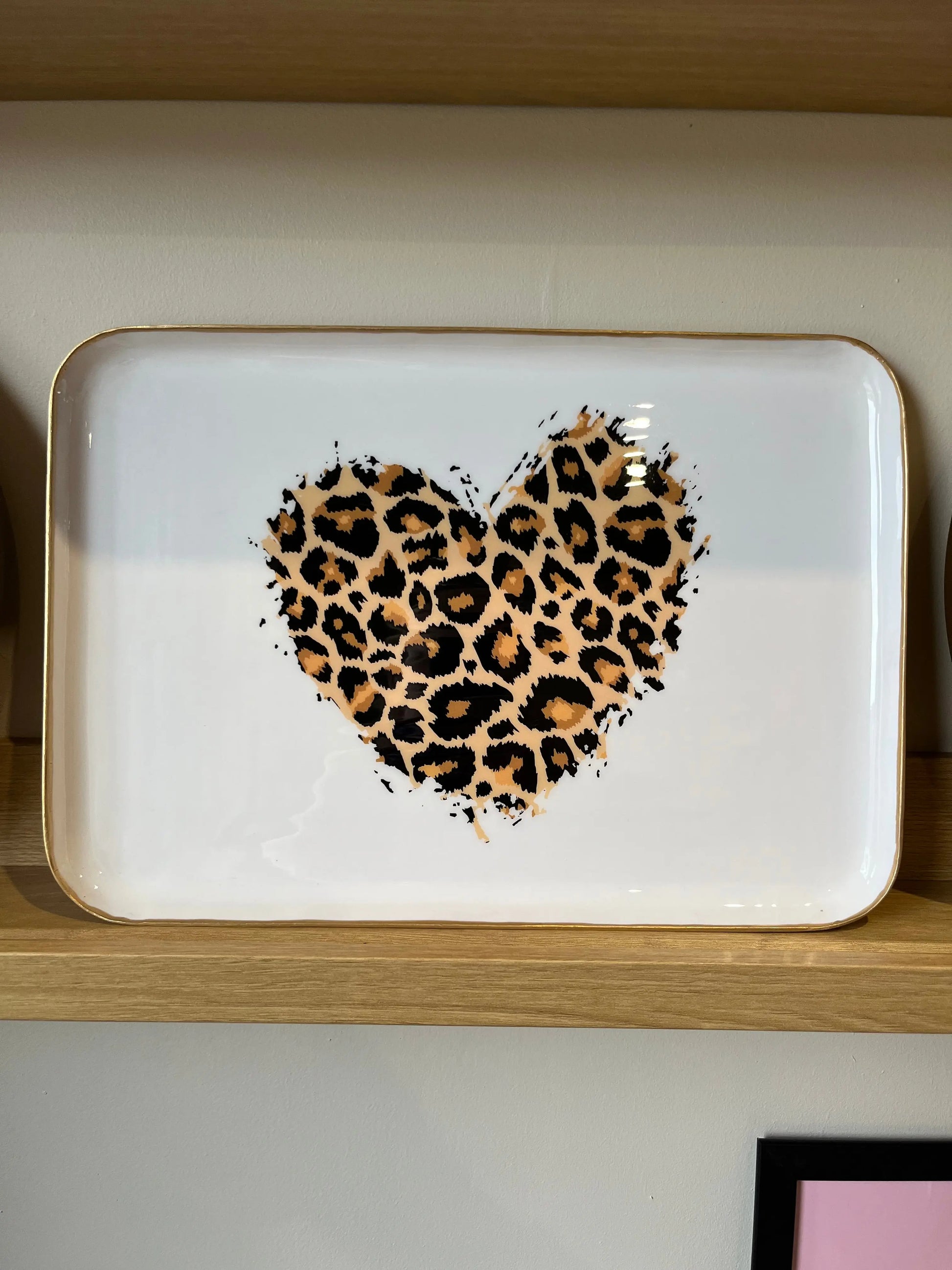 Plateau rectangulaire cœur léopard grand Atelier MSV