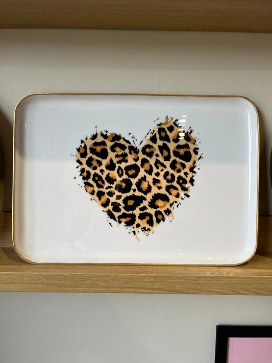 Plateau rectangulaire cœur léopard grand Atelier MSV