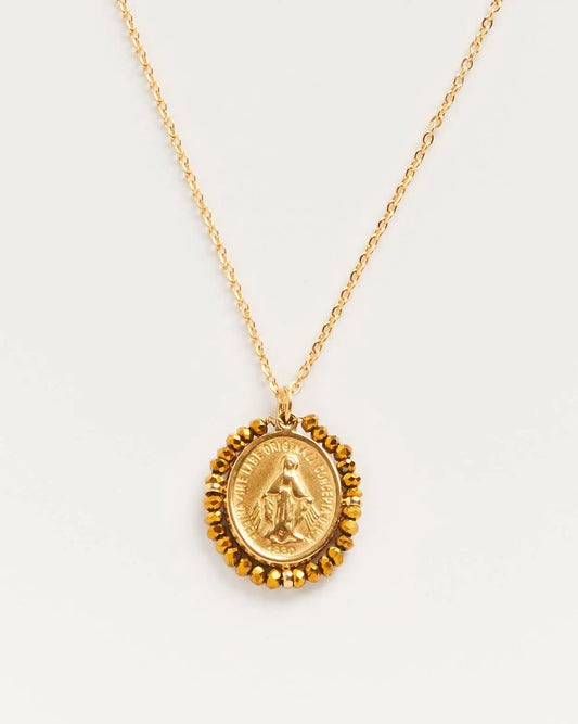Collier Santa Maria Gold - collier médaille dorée avec pierres dorées Palas