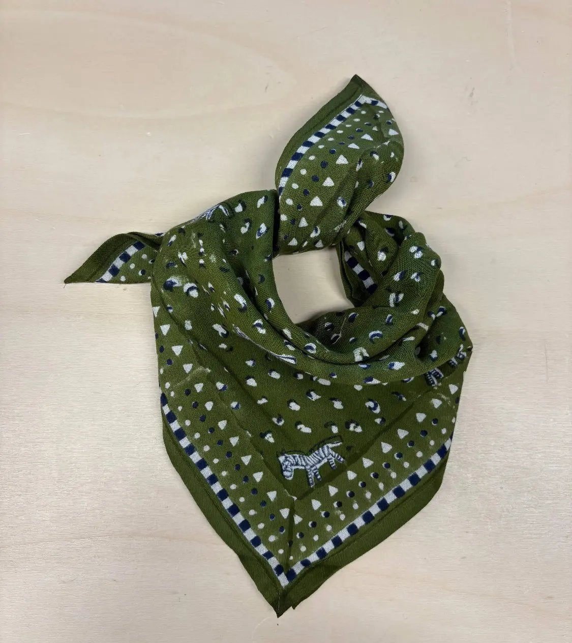 Foulard zèbre vert 50cm Atelier MSV