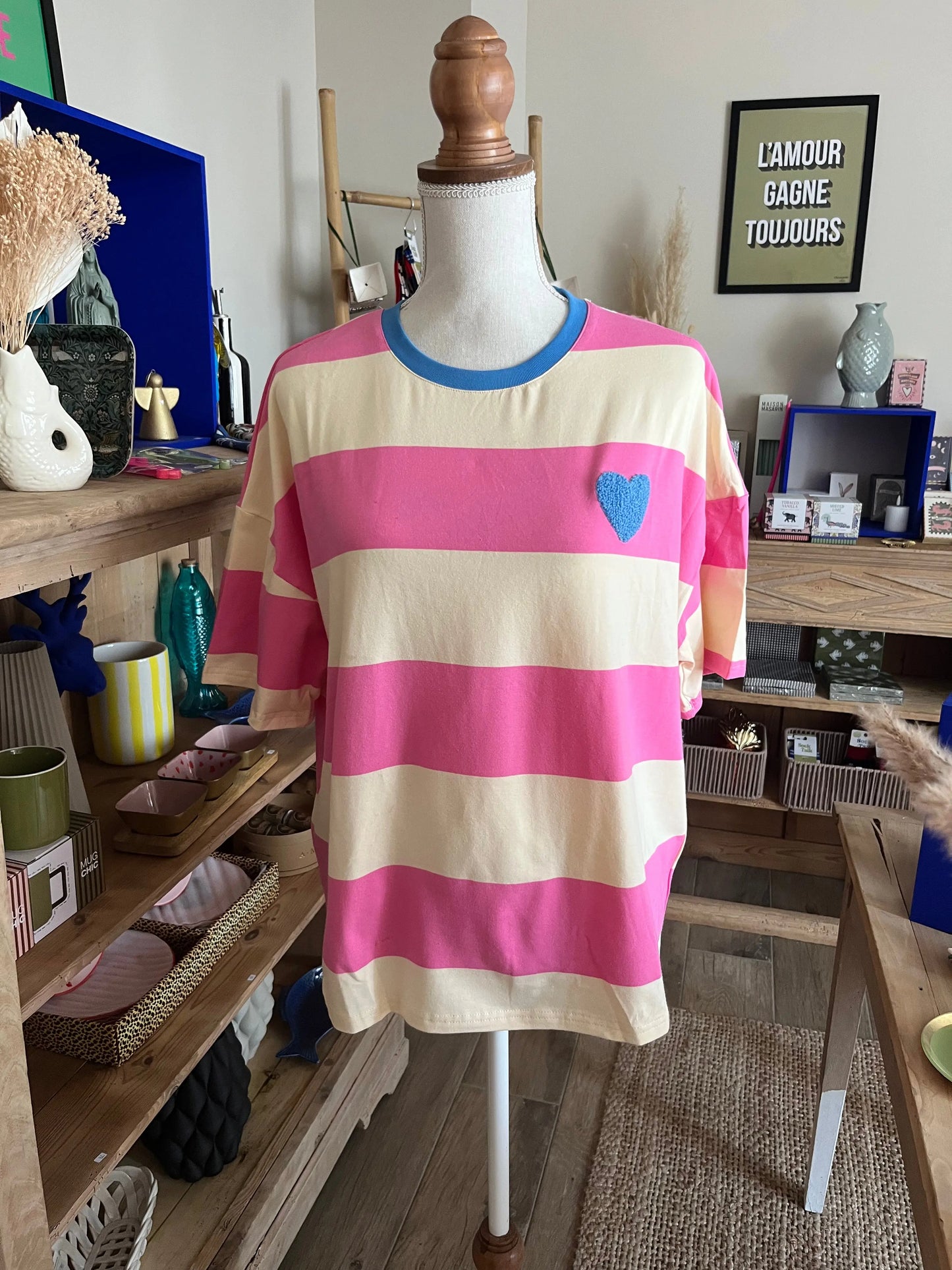 T shirt coeur bleu
