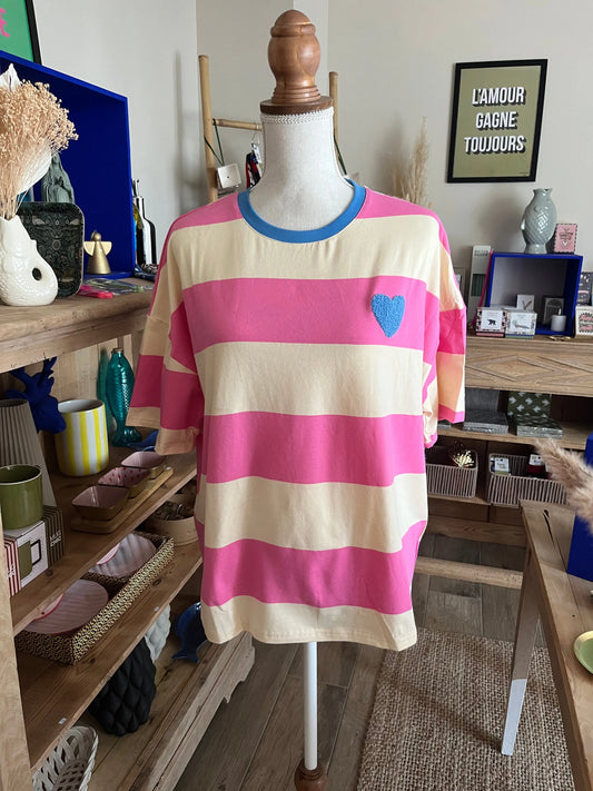 T shirt coeur bleu