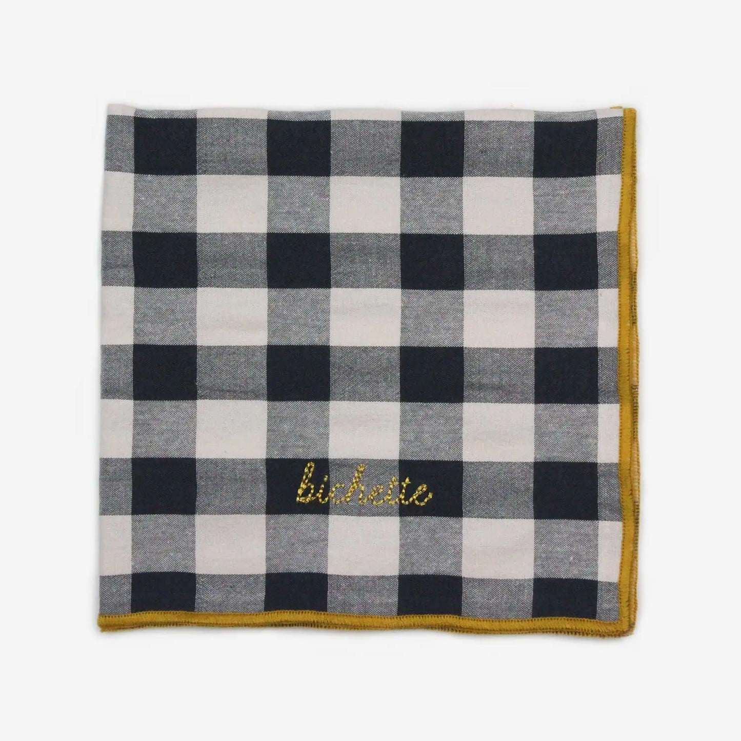 Serviettes de table à carreaux vichy et broderies BARNABÉ AIME LE CAFÉ