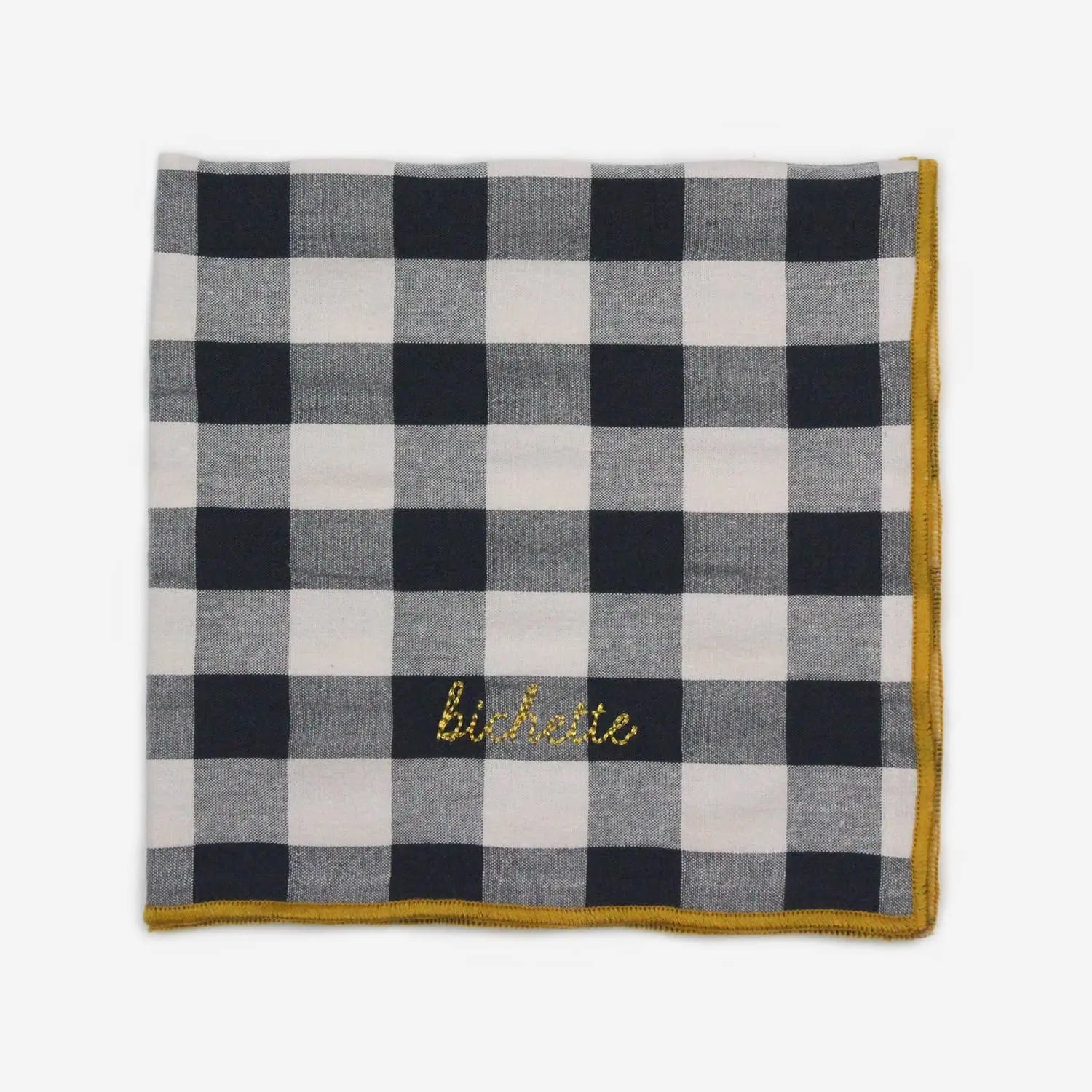 Serviettes de table à carreaux vichy et broderies BARNABÉ AIME LE CAFÉ