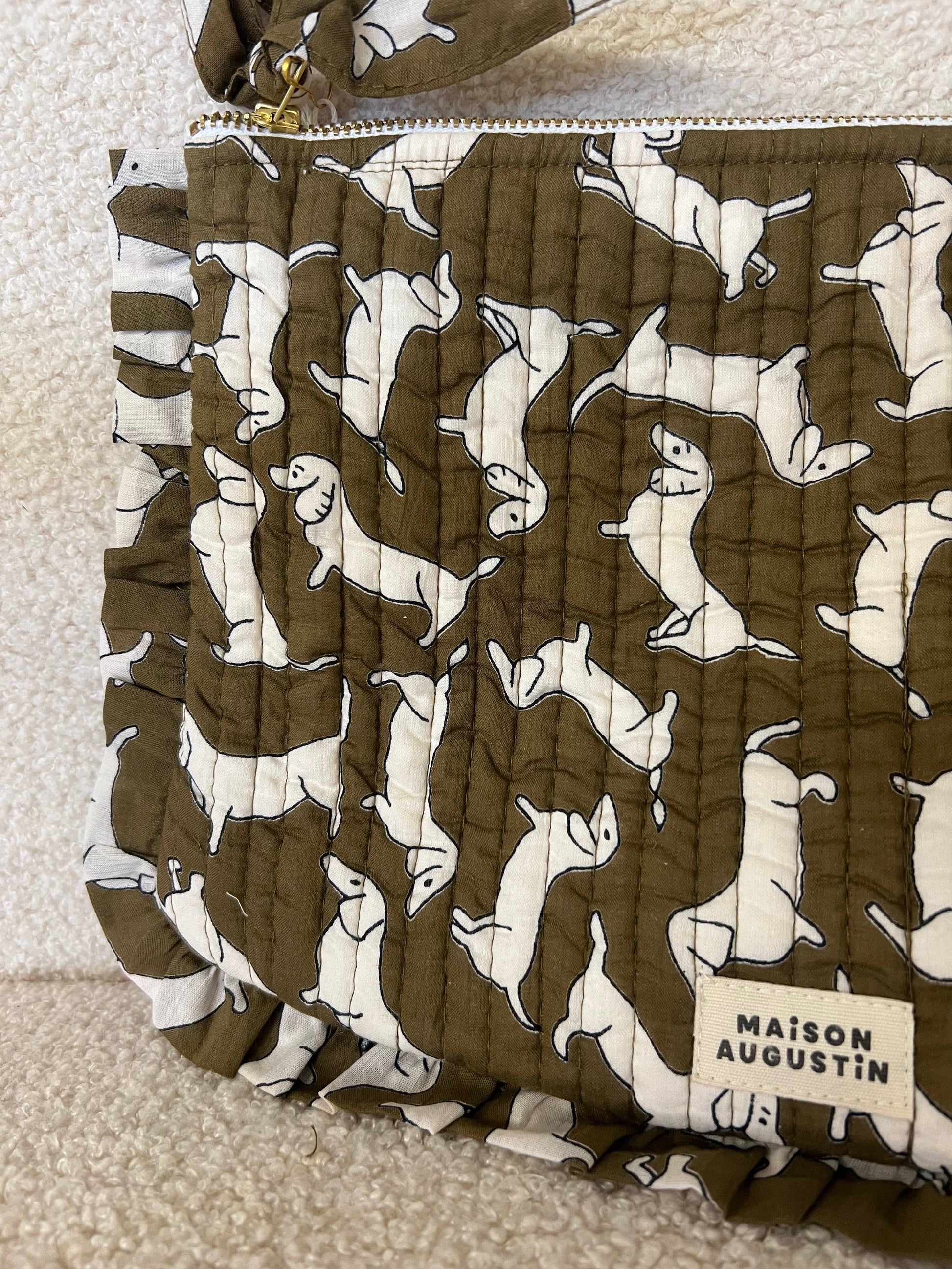 Grande Pochette Teckel Kaki Maison Augustin