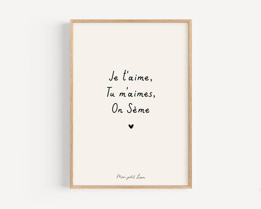 Affiche A4 citation Je t'aime Mon petit Léon