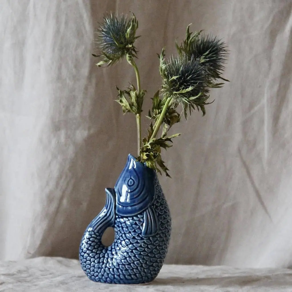 Vase ceramic Poisson pm bleu L8,2 P5 H12cm Opjet Paris