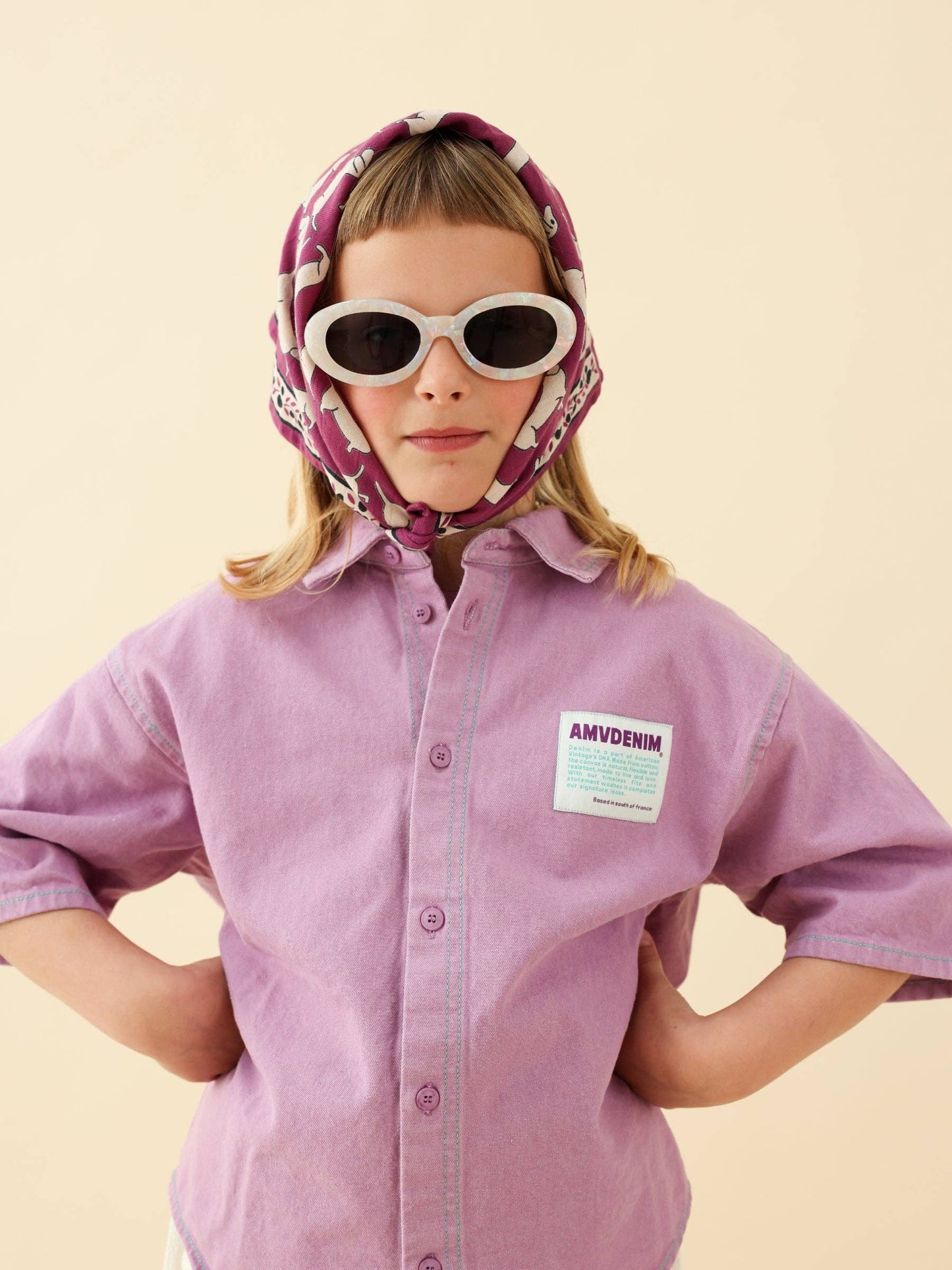 Foulard Bébé Enfant Teckel Violet