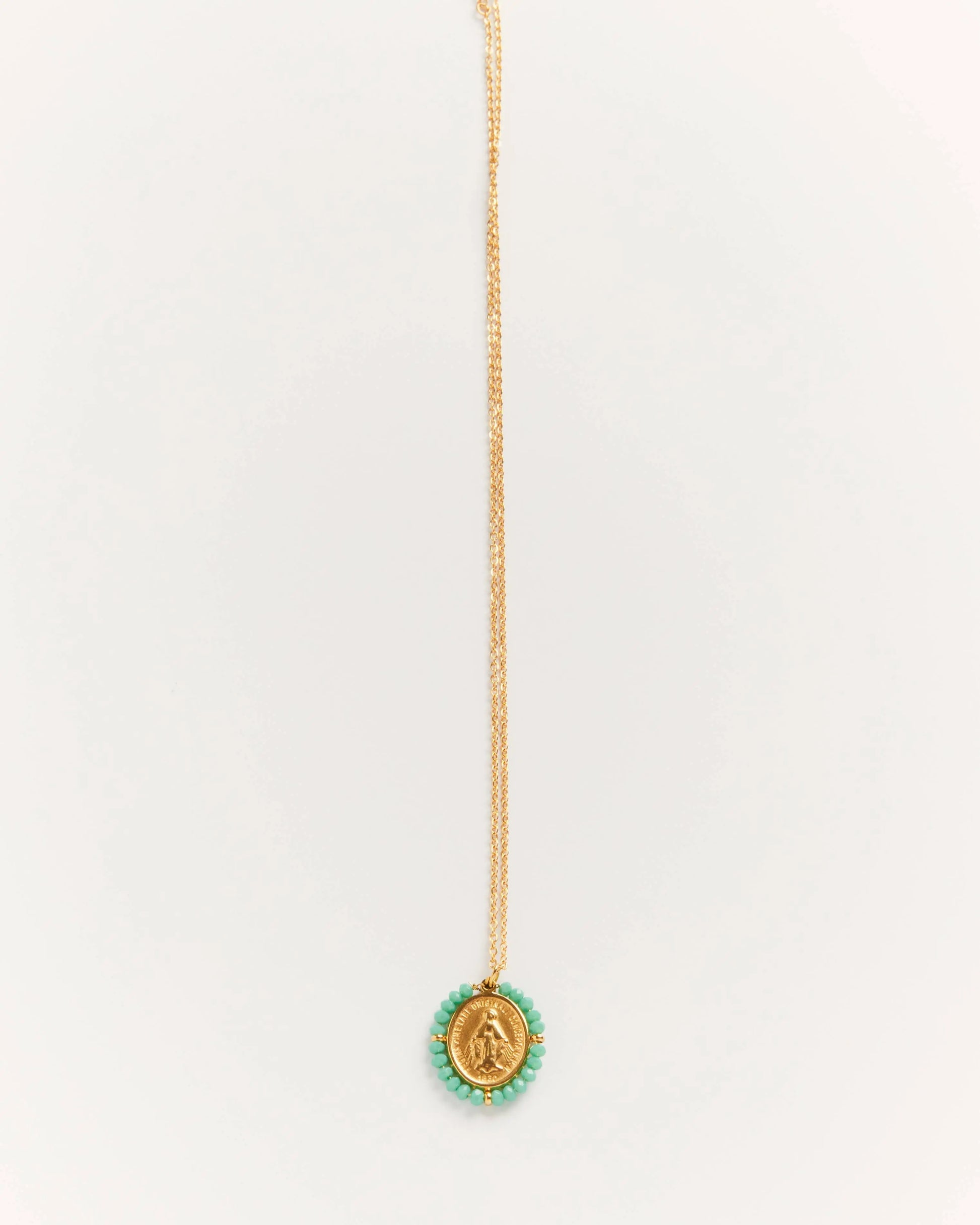 Collier Santa Maria Aqua bleu - collier médaille dorée avec pierres turquoises Palas