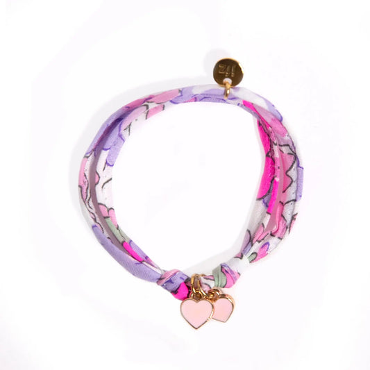Bracelet Liberty coulissant Betsy Fluo Lilas DOUBLE COEUR Le Petit Lien de Paris