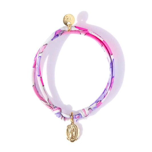 Bracelet Liberty coulissant Betsy Fluo Lila Vierge Marie Le Petit Lien de Paris