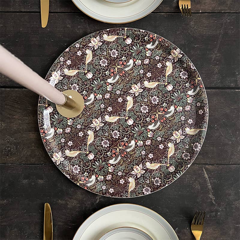 Plateau de service Morris Strawberry Thief bordeaux Ø38 Koustrupco