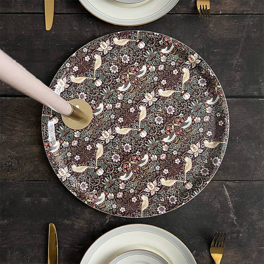 Plateau de service Morris Strawberry Thief bordeaux Ø38 Koustrupco