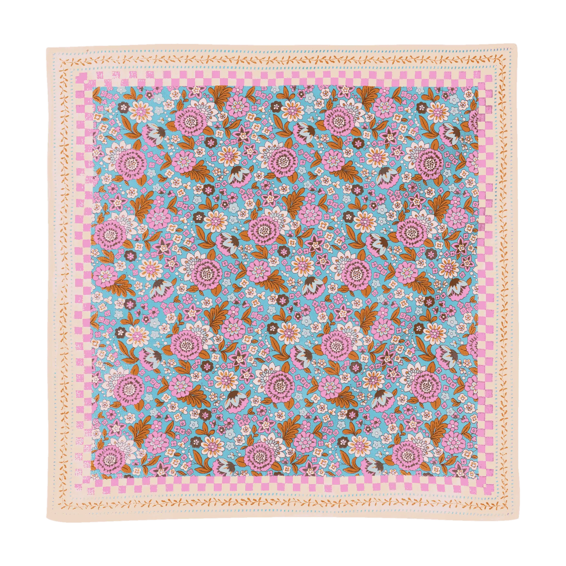 Écharpe imprimée de fleurs indiennes Amaia Turquoise Bonheur du Jour