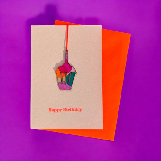Carte Joyeux anniversaire Cupcake Pink Stories
